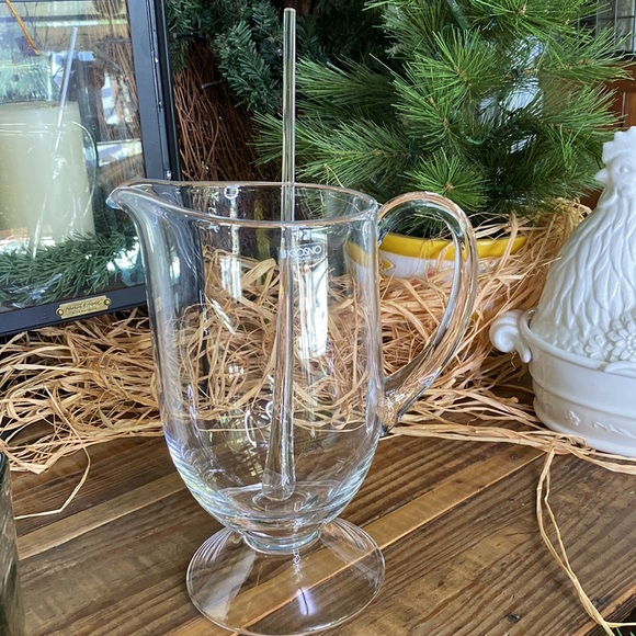 KROSNO Poland Beautiful Glass Drink Pedestal Pitcher with Glass Mixing Stirrer - Picture 13 of 16